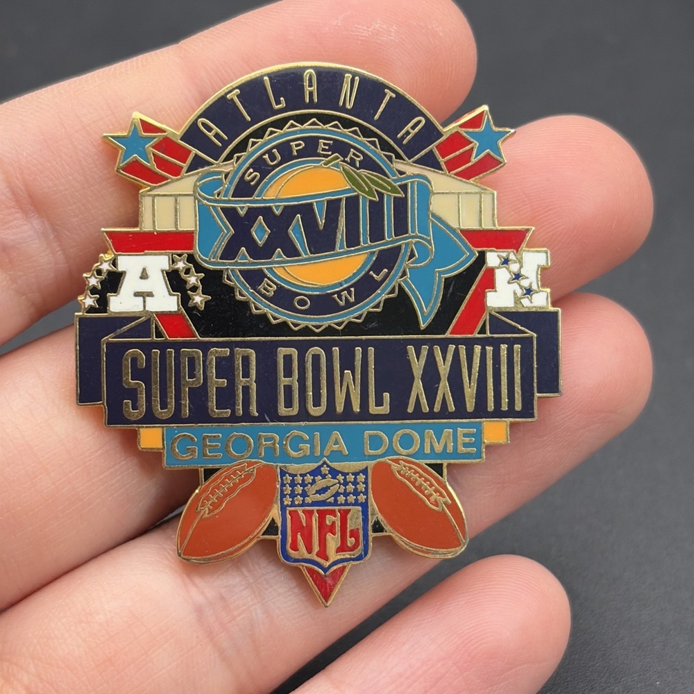 Super Bowl XXVIII NFL Dallas Cowboys Buffalo Bills Football Georgia Dome Hat Pin